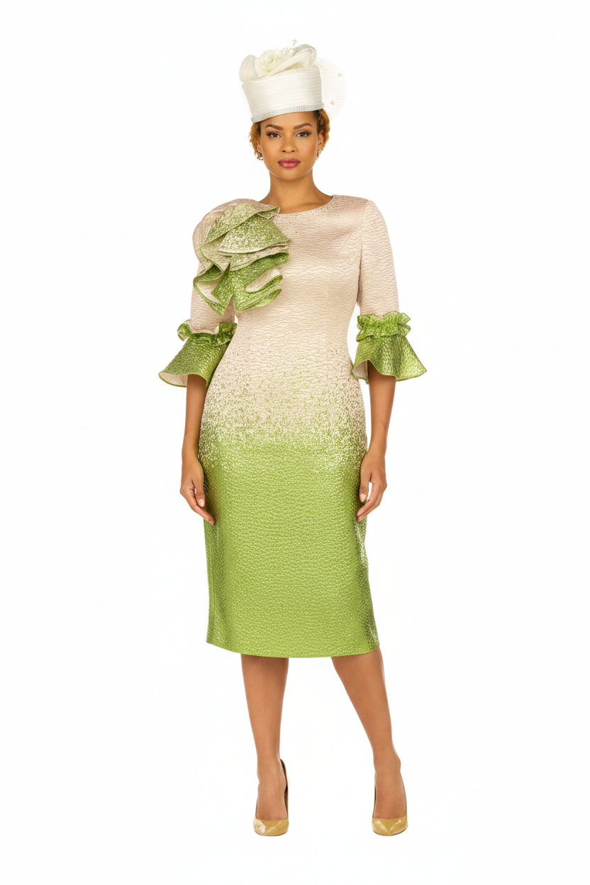 Green Dress Front - Arms Relaxed