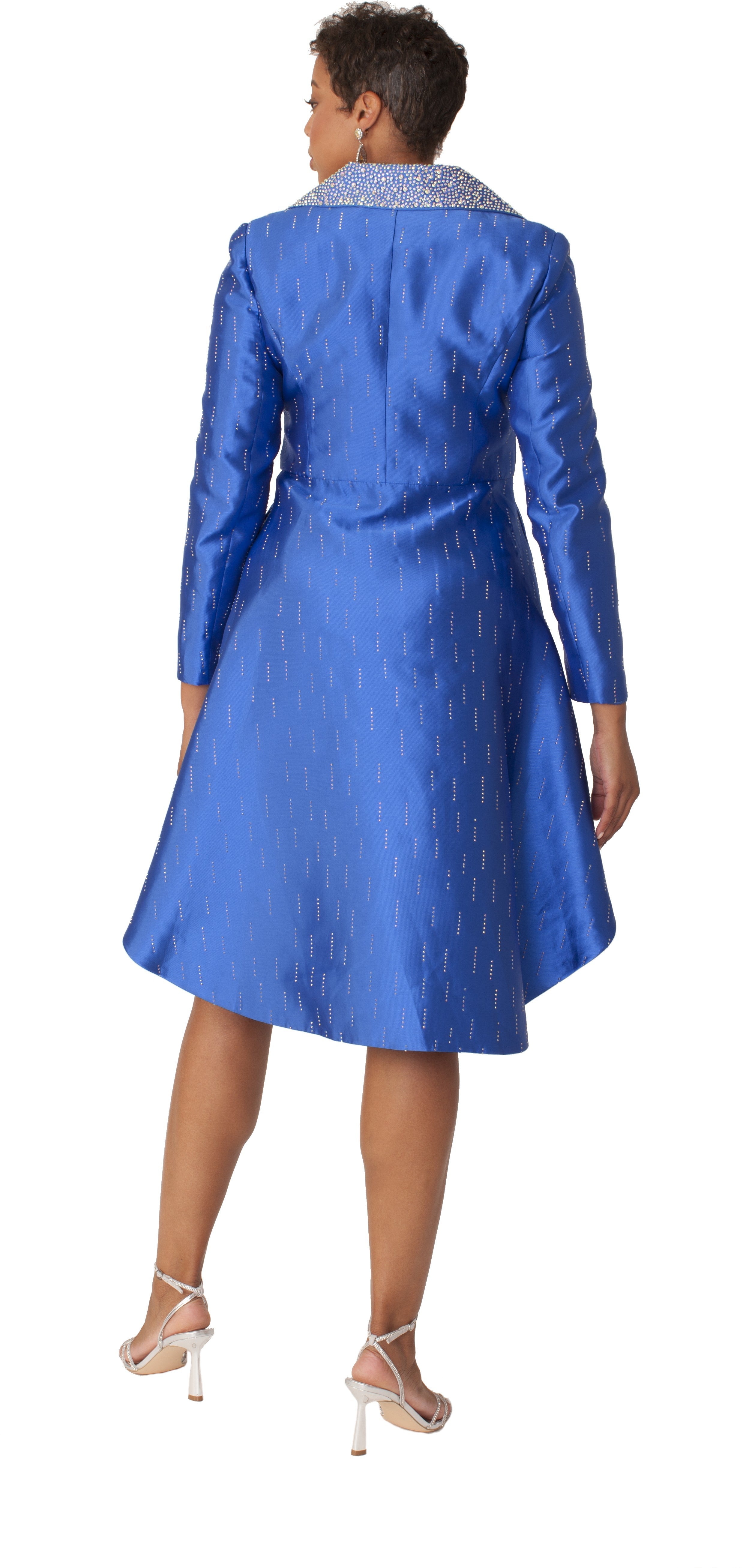 High-Low Church Suit with Embellished Collar - 4860