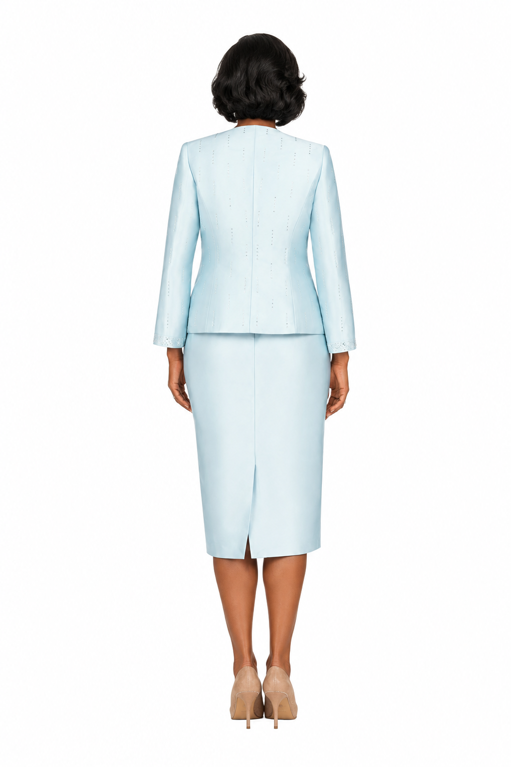 3pc Silky Twill Skt Suit w/ Meteoric Stones-Plus