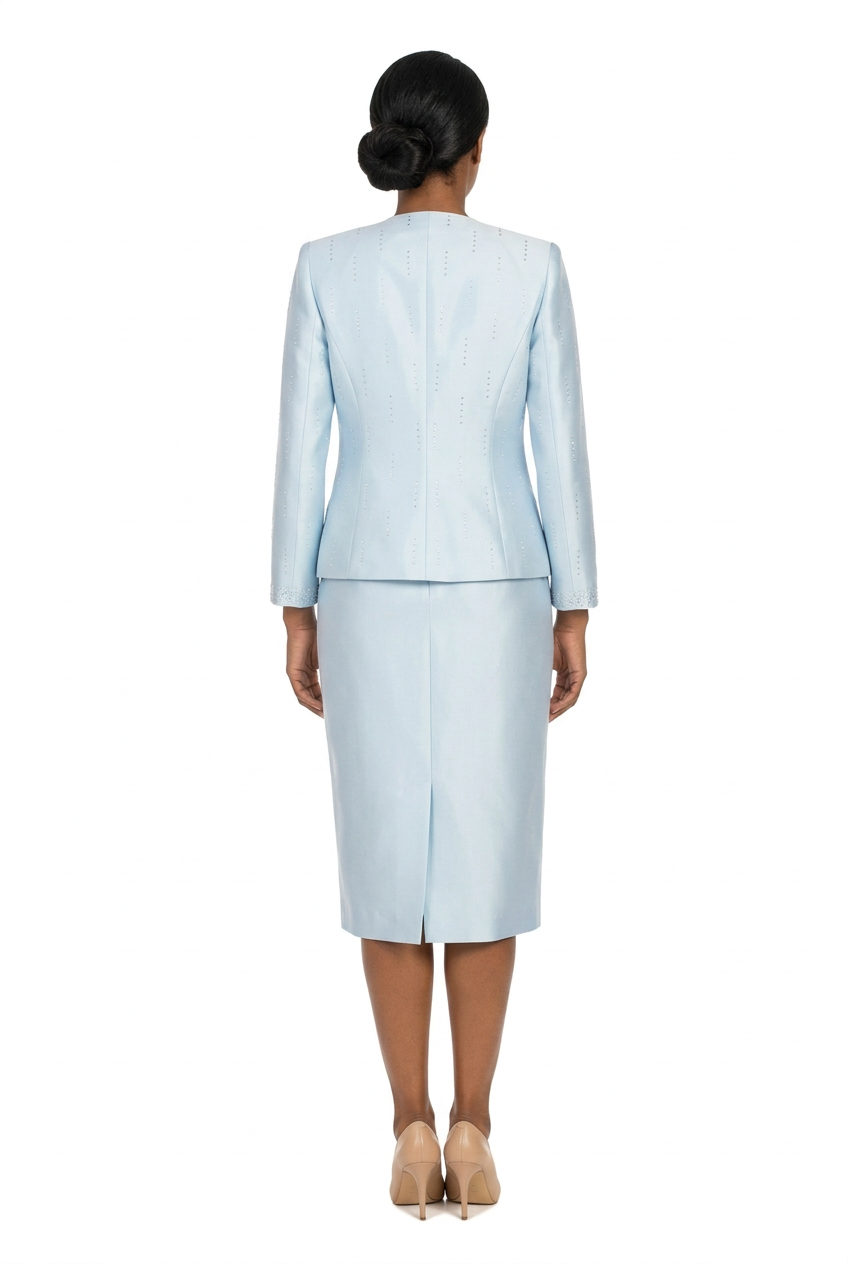 3pc Silky Twill Skt Suit w/ Meteoric Stones