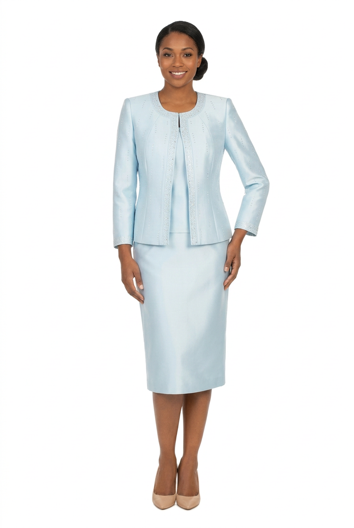 3pc Silky Twill Skt Suit w/ Meteoric Stones