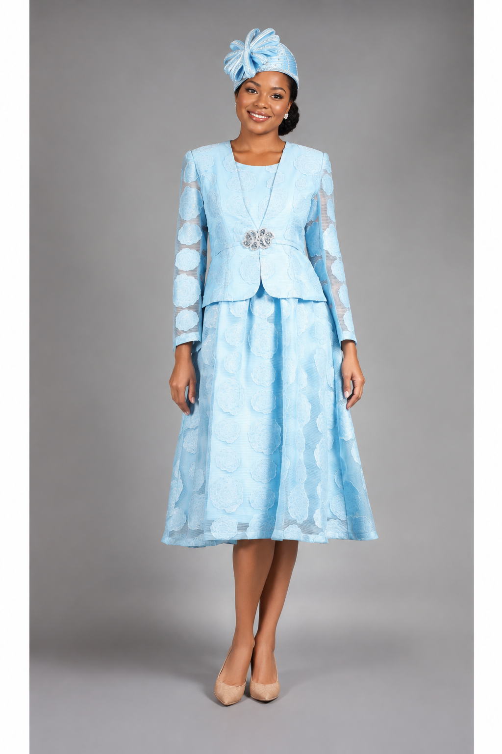 2pc Rose Organza A-line Bolero Jkt Dress