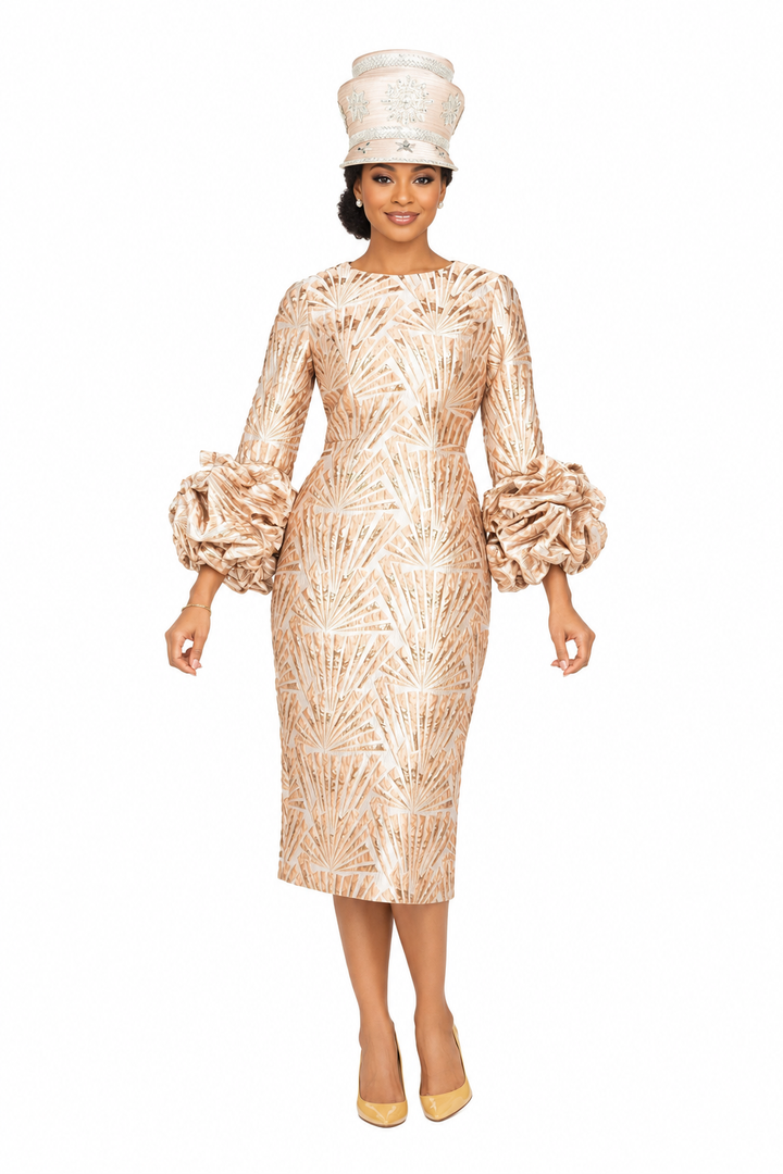 Brocade Shift Drs w/ Exaggerated Balloon Cuffs