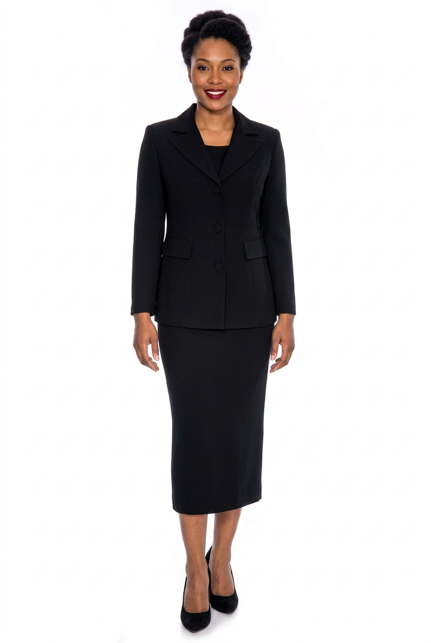 Black skirt suit front view