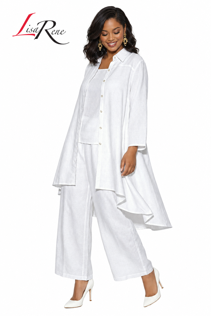 Lisa Rene' , 3Pc. Jacket, Cami & Pant Set, Linen/Viscose Fabric. Style 3392