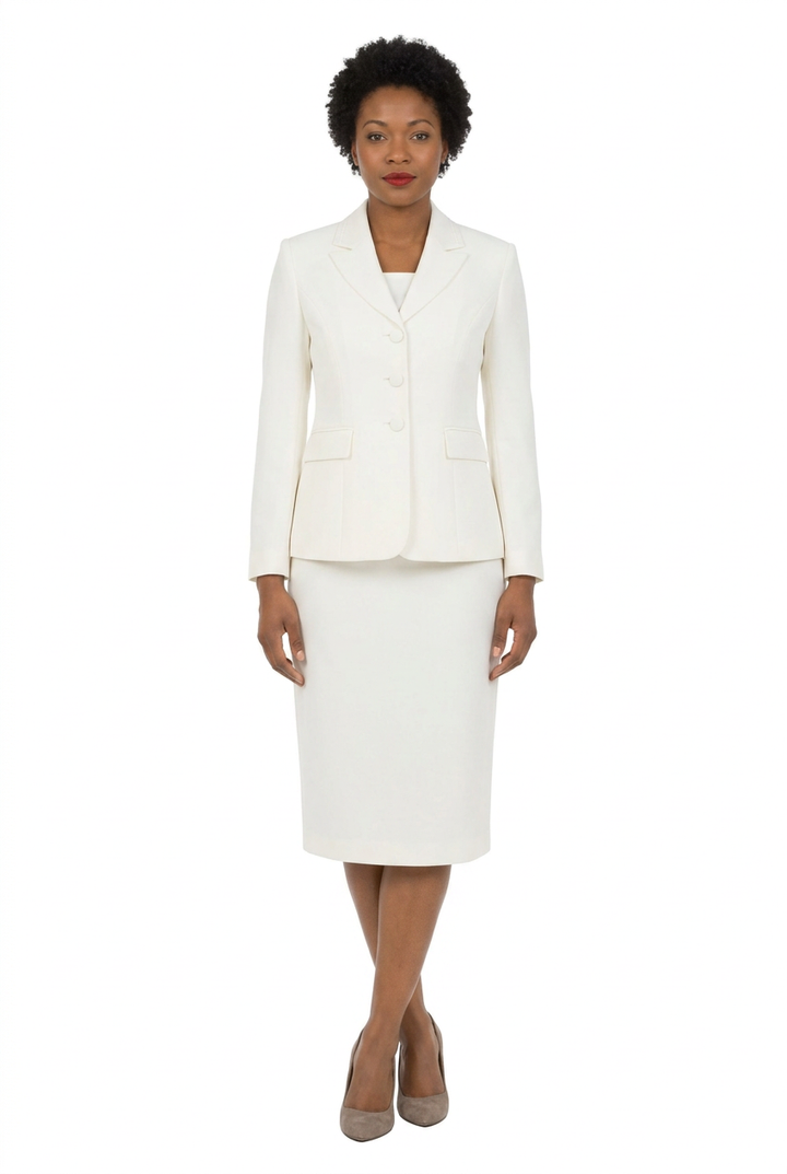 Off-white layered-notch-collar skirt suit