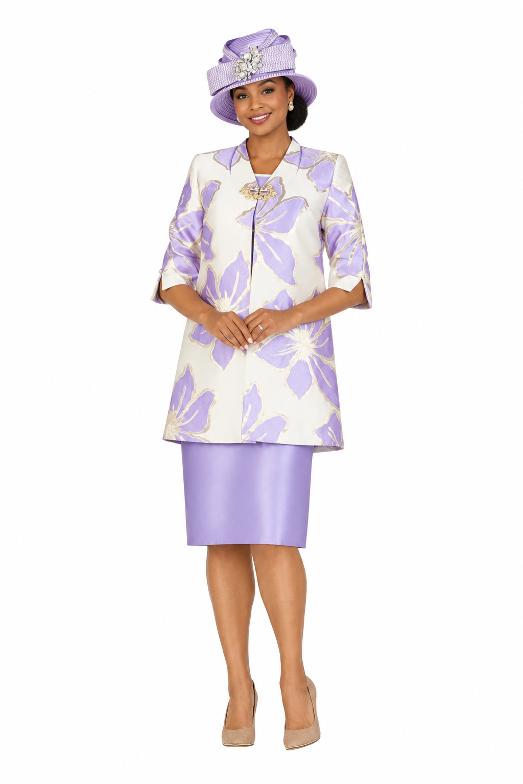 2pc Ovsz Flower Long Jkt + Solid Dress Set