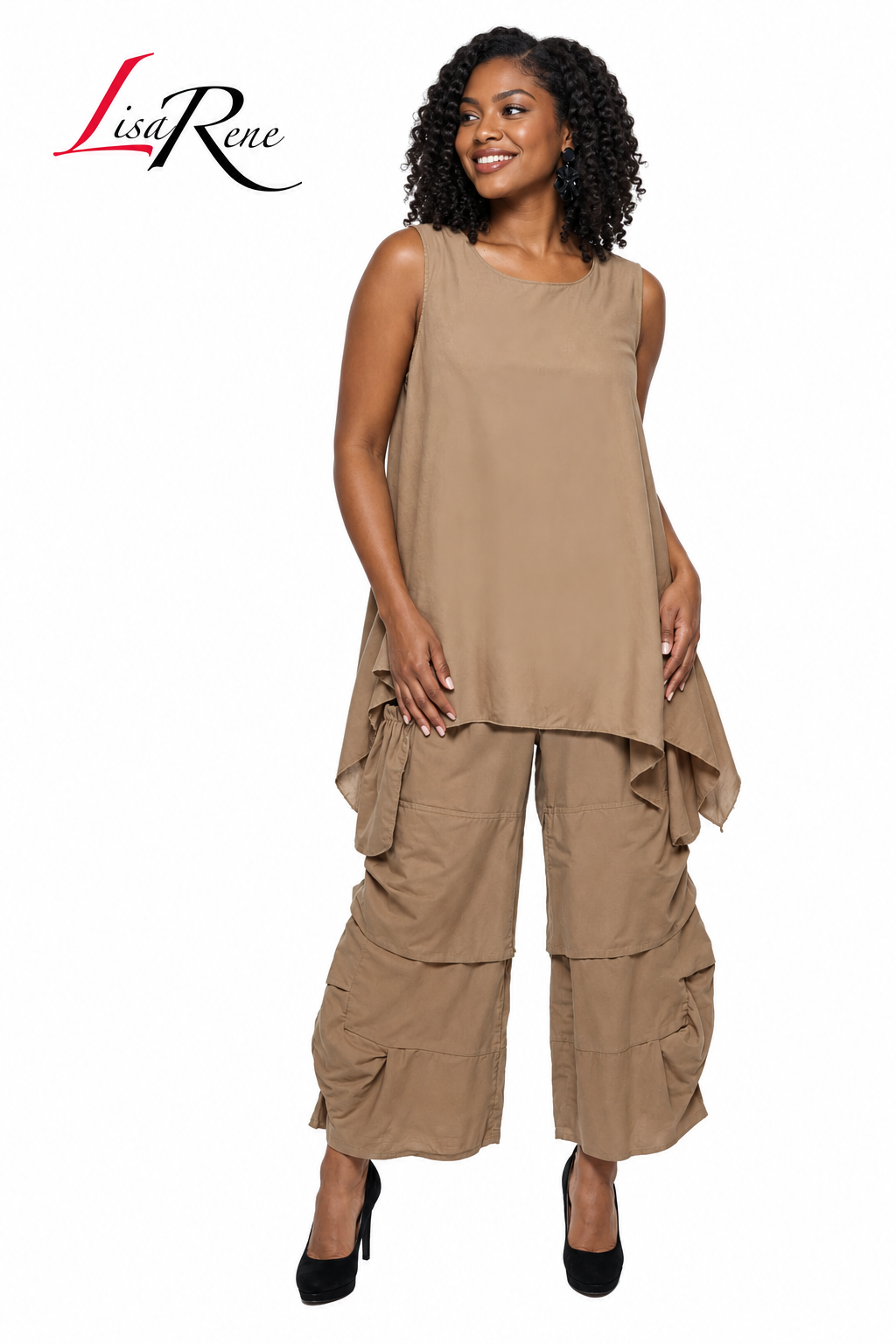 Lisa Rene' , 2Pc. Tunic & Pant Set, Linen/Viscose Fabric. Style 3390