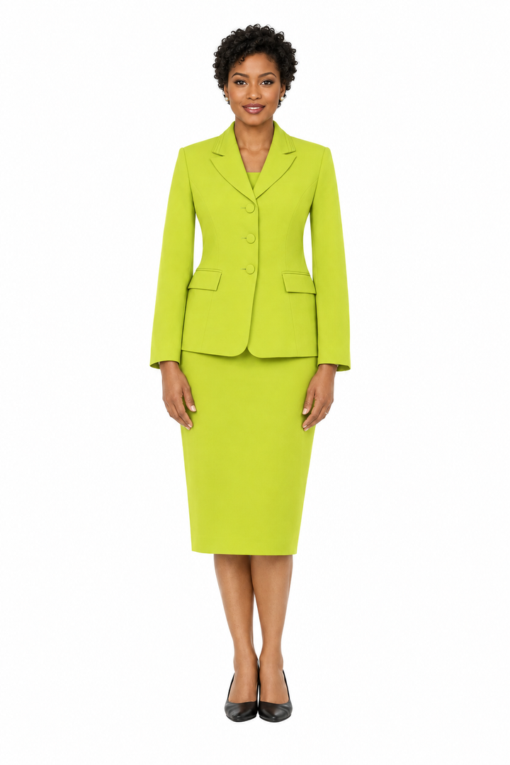 2pc Notch Layered Collar 3-Button Skt Suit