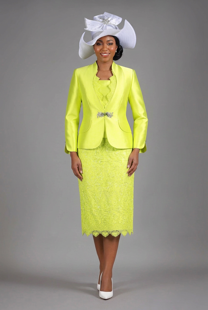 3pc Silky Twill&Lux Lace Combo Skt Suit