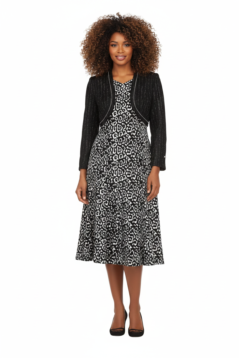 Leopard Dress Front - Black Model