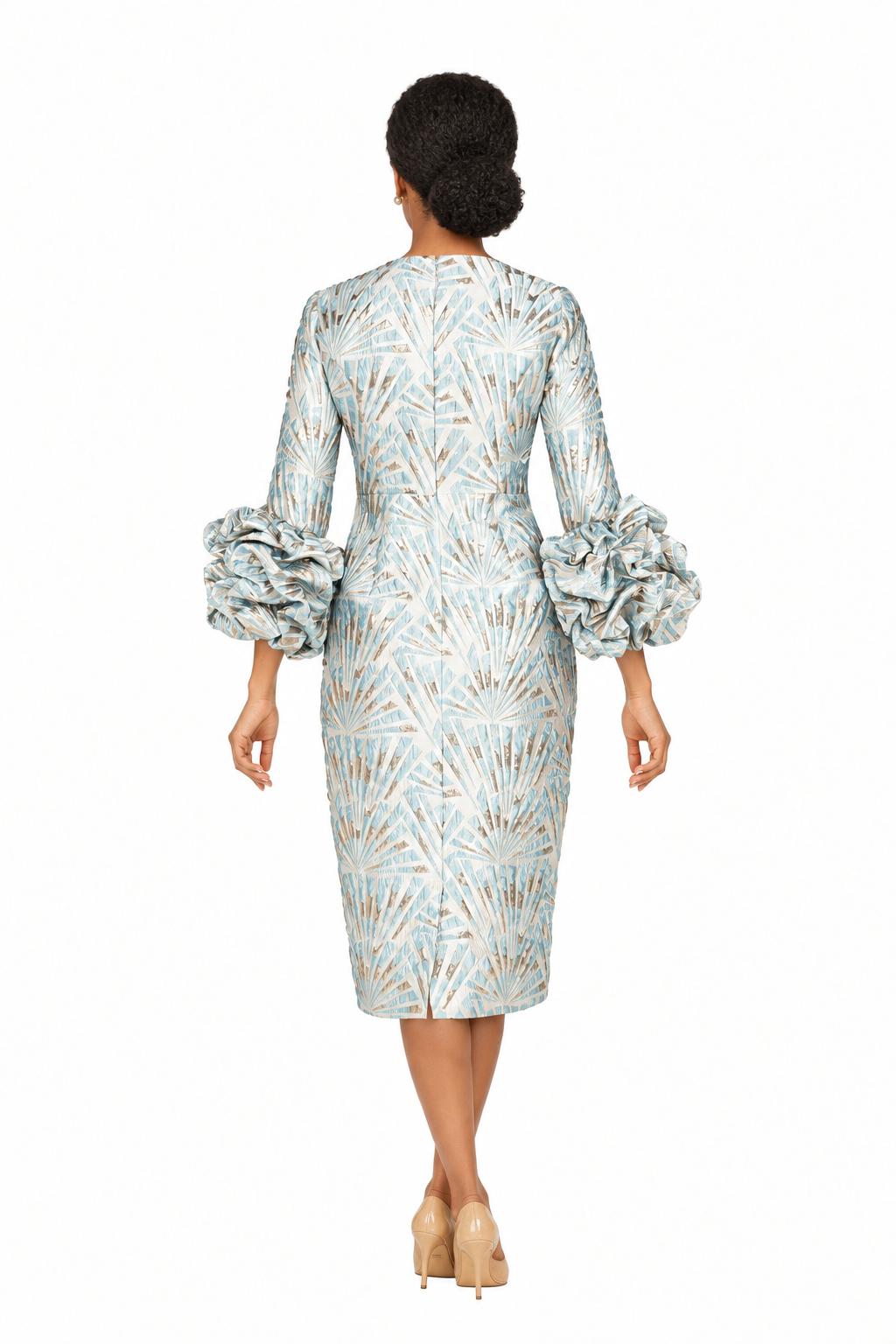 Brocade Shift Drs w/ Exaggerated Balloon Cuffs