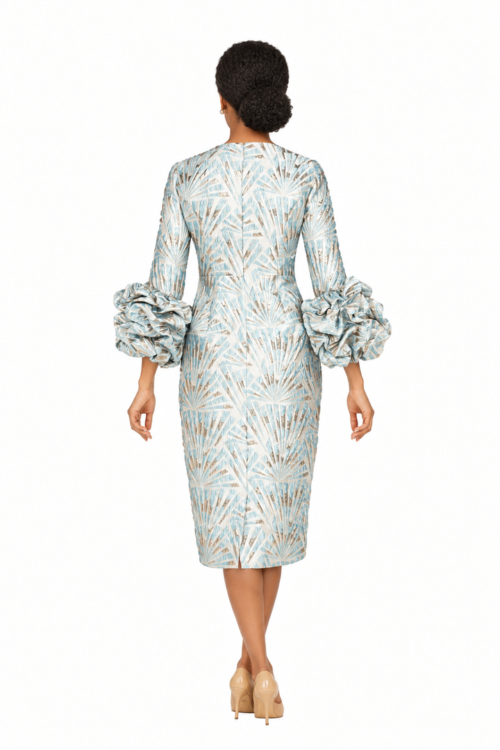 Brocade Shift Drs w/ Exaggerated Balloon Cuffs
