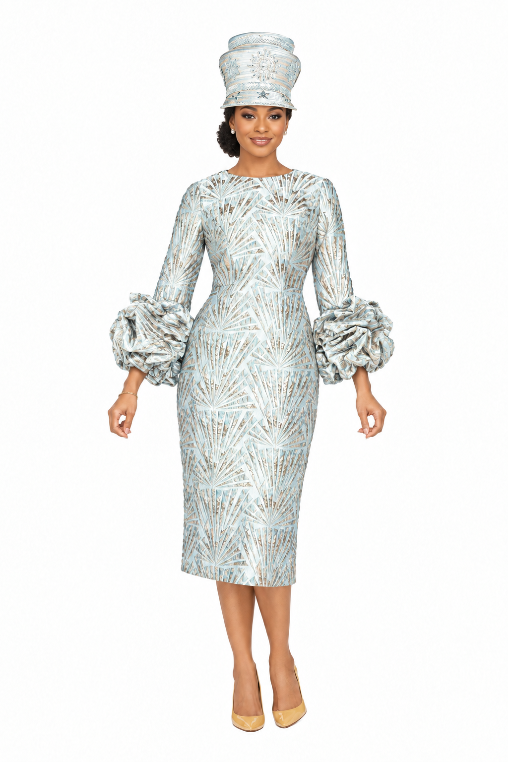 Brocade Shift Drs w/ Exaggerated Balloon Cuffs