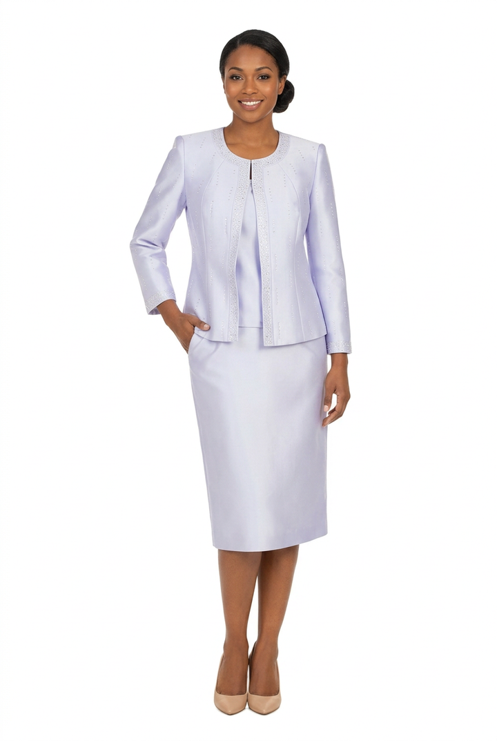 3pc Silky Twill Skt Suit w/ Meteoric Stones