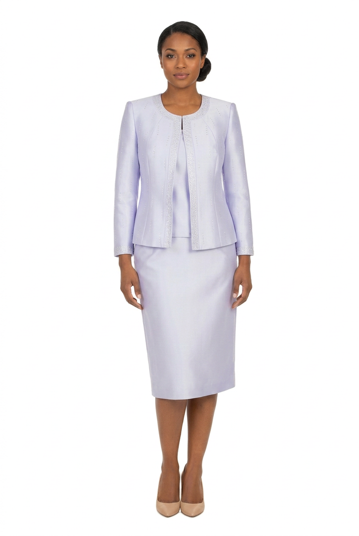 3pc Silky Twill Skt Suit w/ Meteoric Stones