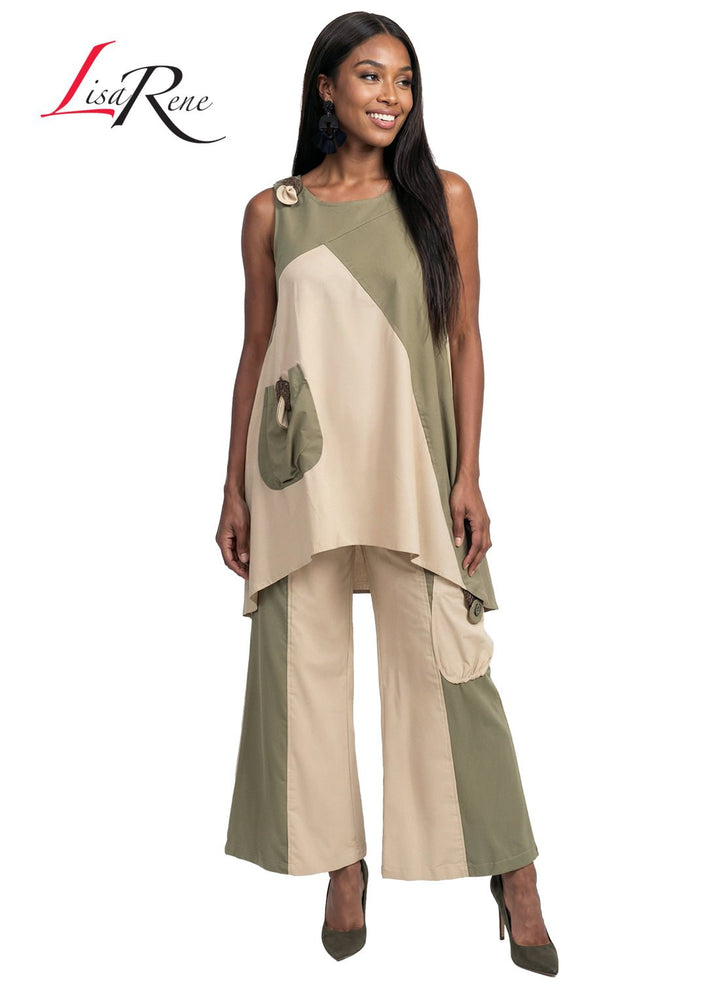 Lisa Rene' , 2Pc. Tunic & Pant Set, Linen/Viscose Fabric. Style 3389 - Krown Elle