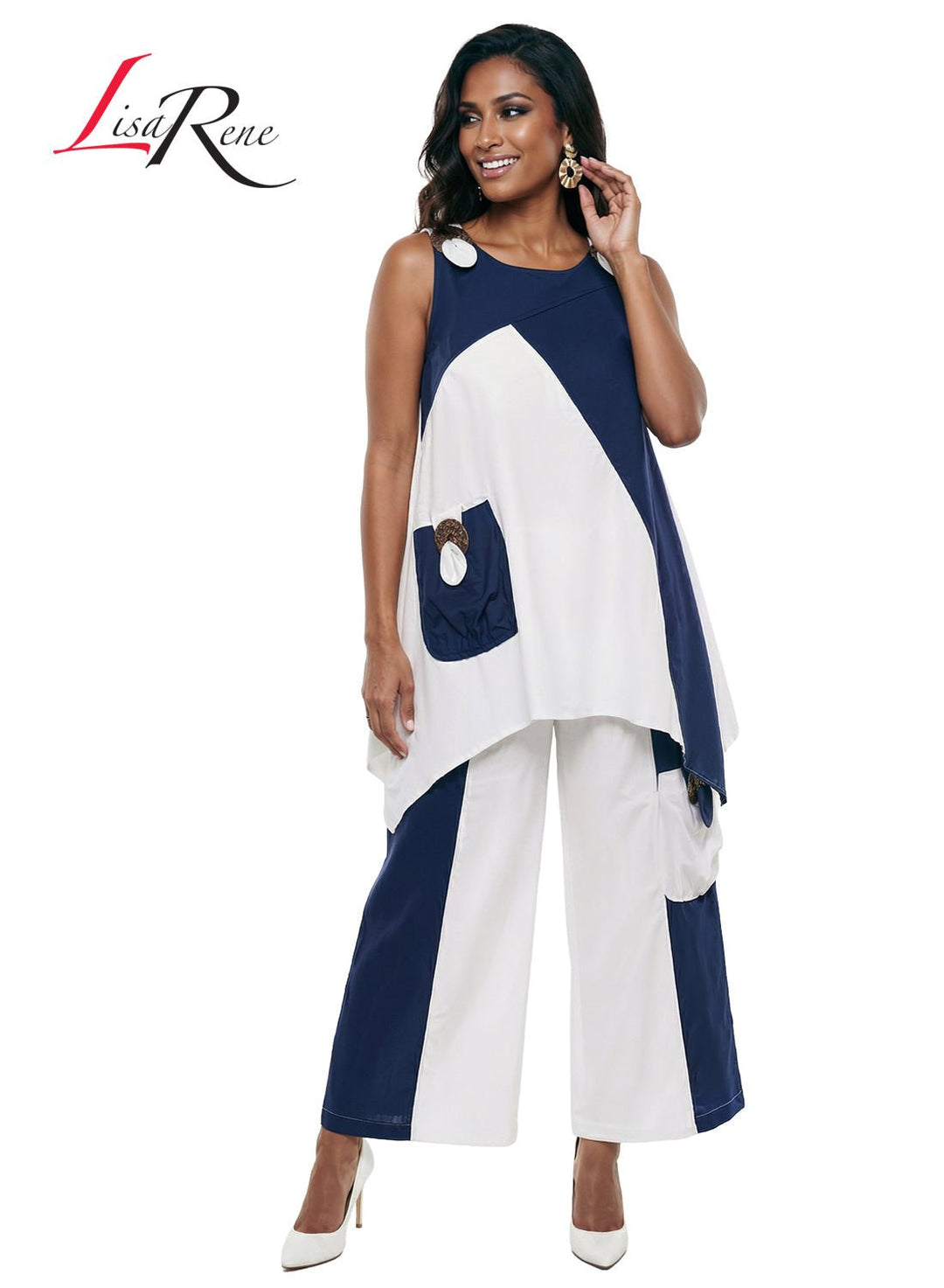 Lisa Rene' , 2Pc. Tunic & Pant Set, Linen/Viscose Fabric. Style 3389 - Krown Elle