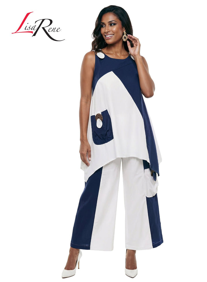 Lisa Rene' , 2Pc. Tunic & Pant Set, Linen/Viscose Fabric. Style 3389 - Krown Elle