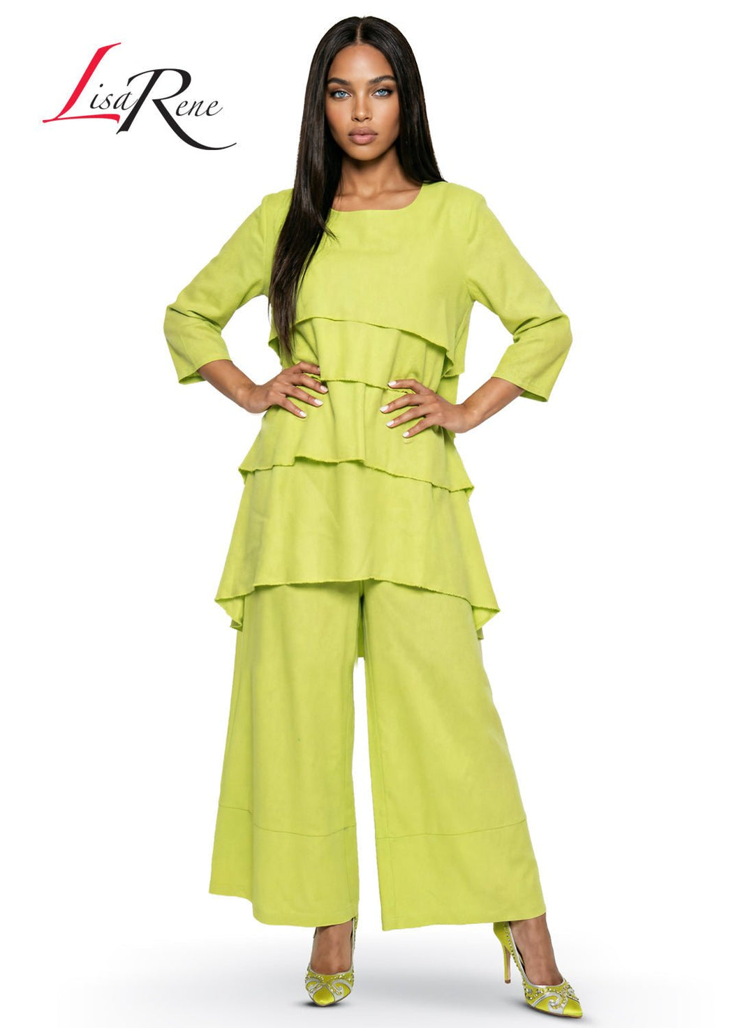 Lisa Rene' , 2Pc. Tunic & Pant Set, Linen/Viscose Fabric. Style 3391 - Krown Elle