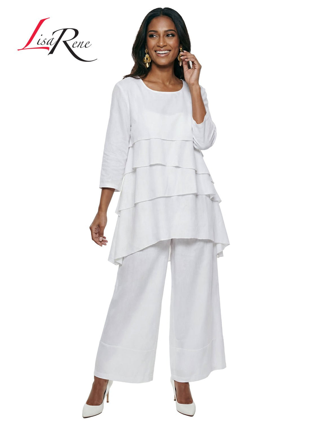 Lisa Rene' , 2Pc. Tunic & Pant Set, Linen/Viscose Fabric. Style 3391 - Krown Elle