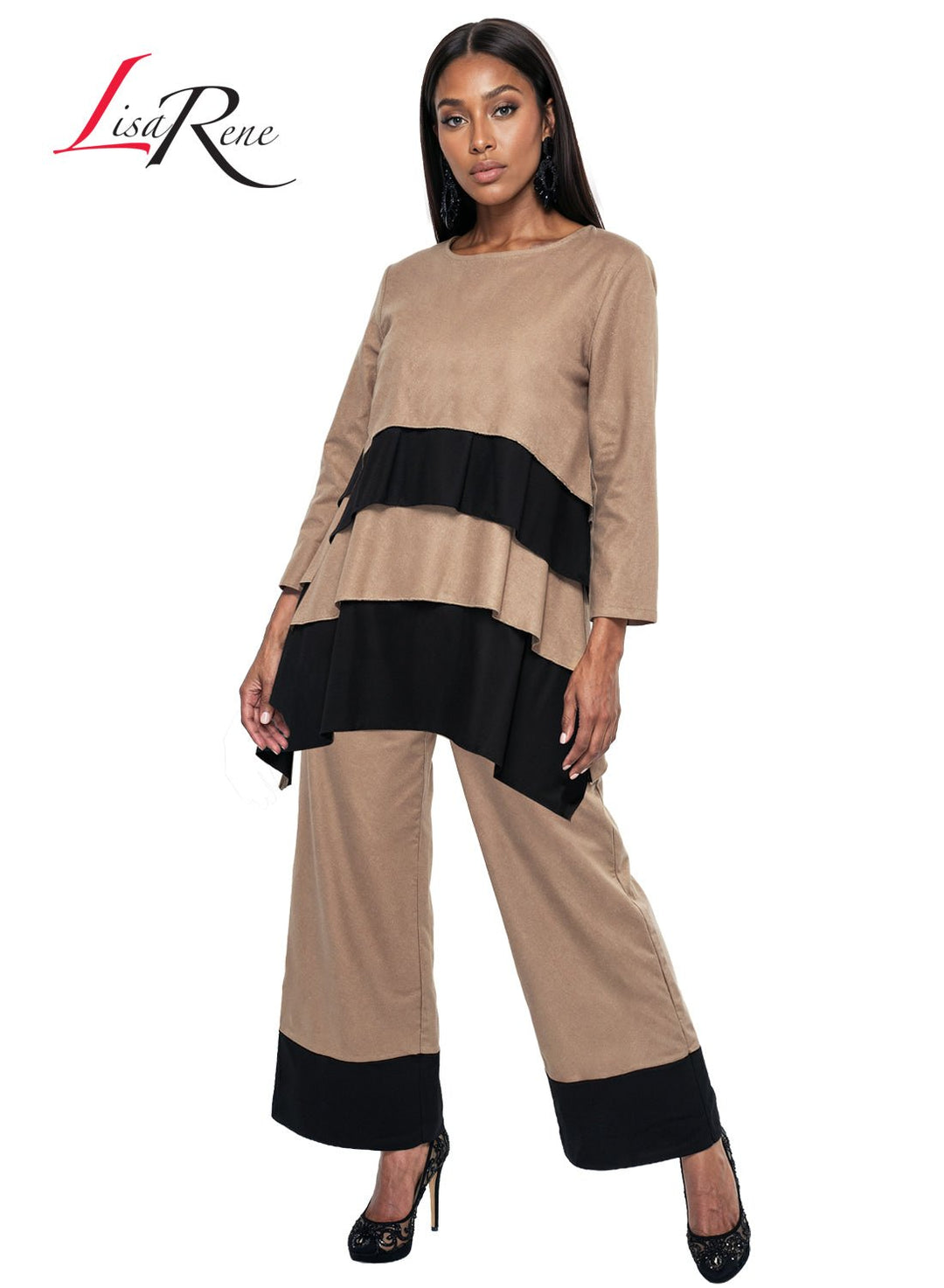 Lisa Rene' , 2Pc. Tunic & Pant Set, Linen/Viscose Fabric. Style 3391 - Krown Elle
