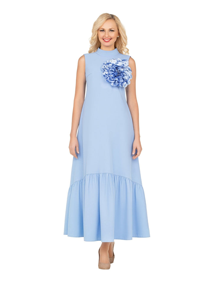 Luxury Flare Dress with Handcrafted Floral Detail - Krown Elle