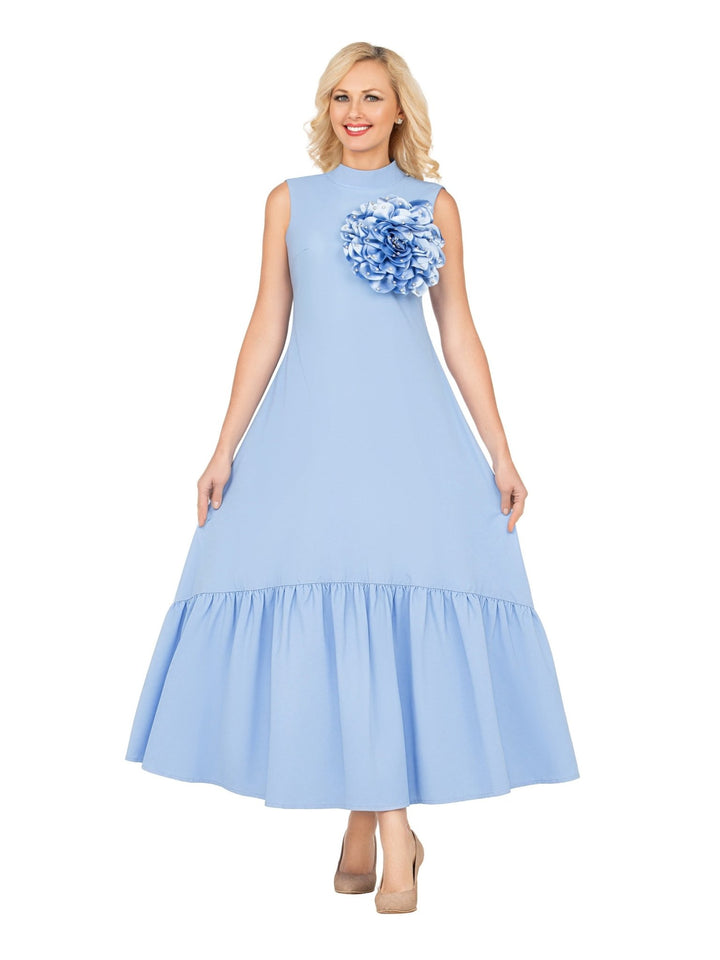 Luxury Flare Dress with Handcrafted Floral Detail - Krown Elle