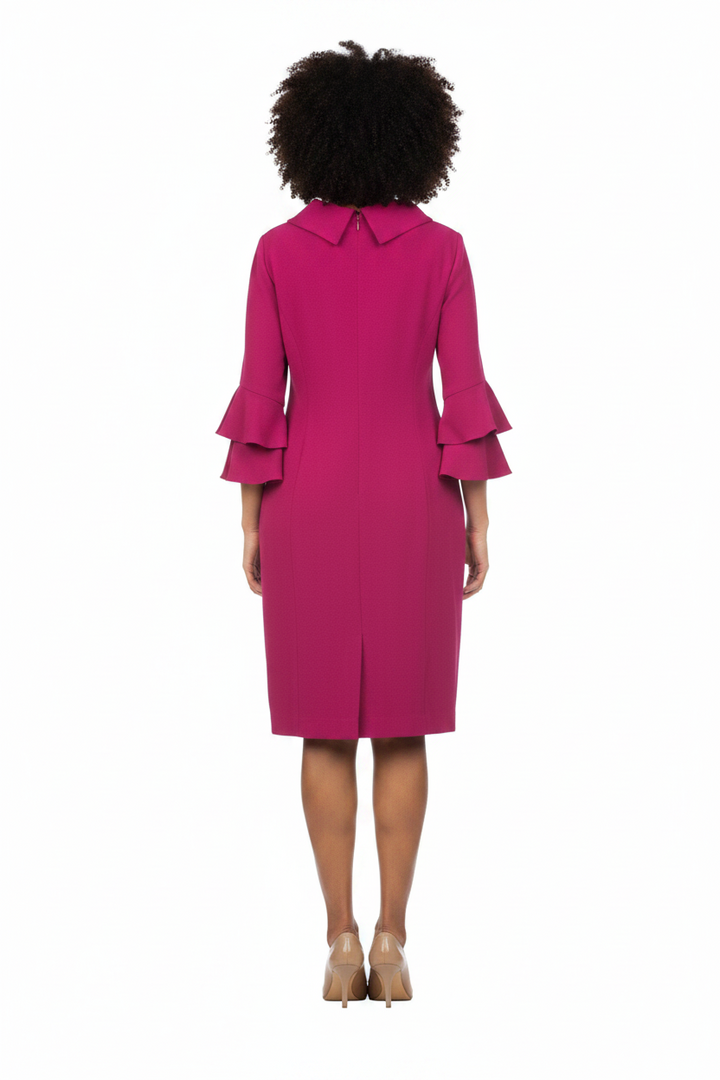 Draped Collar Bell Sleeve Shift Dress