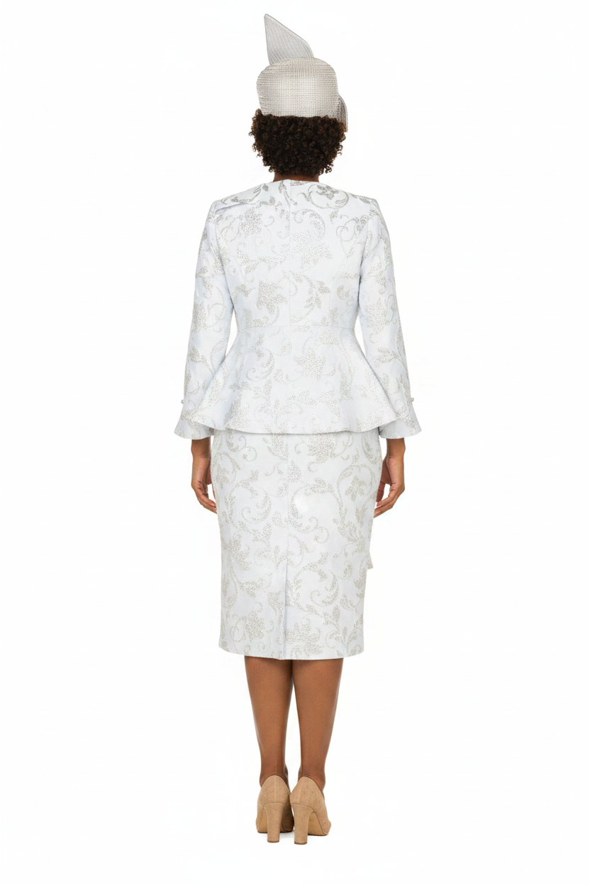 Metallic Brocade Skirt Suit - Back