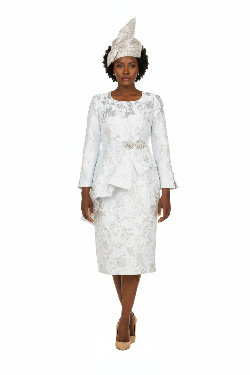 Metallic Brocade Skirt Suit - Front 2