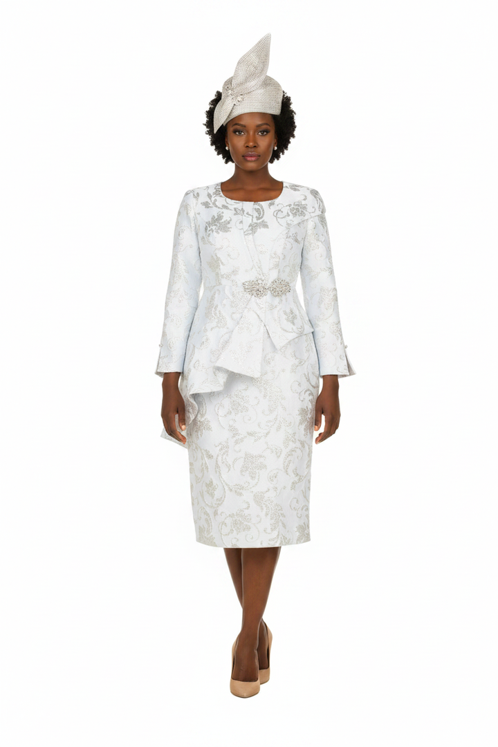 Metallic Brocade Skirt Suit - Front 2
