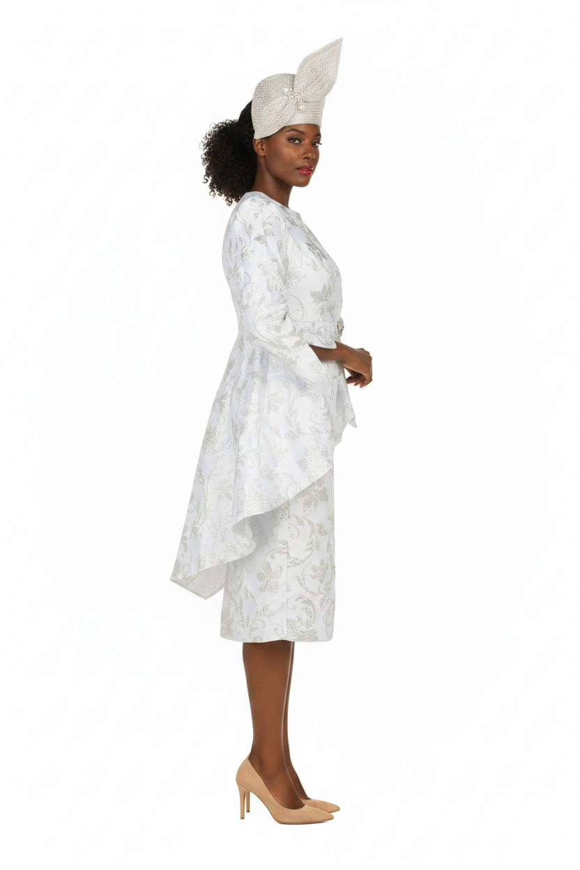 Metallic Brocade Skirt Suit - Side