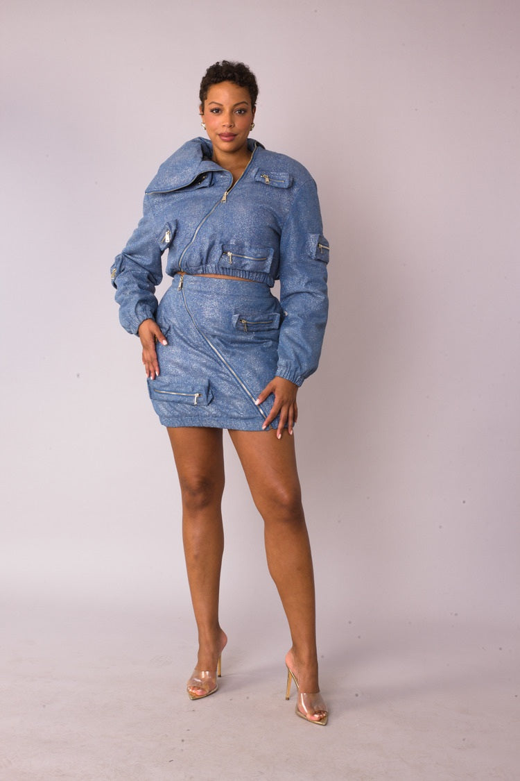 Metallic Shimmer Mini Skirt -82593