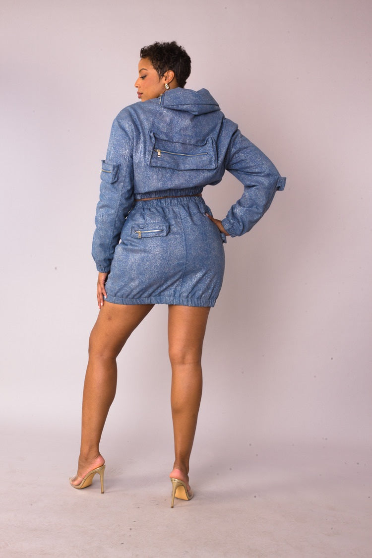 Metallic Shimmer Cropped Bomber Jacket  -82592