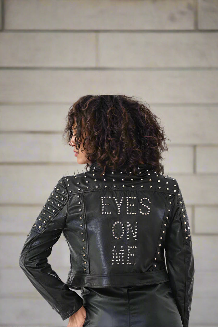 Multi Colored Studded Leather Jacket -81752