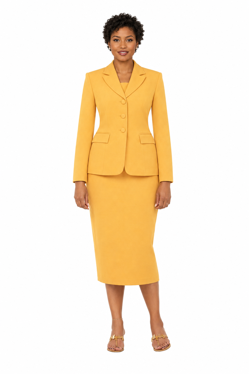 2pc Notch Layered Collar 3-Button Skt Suit