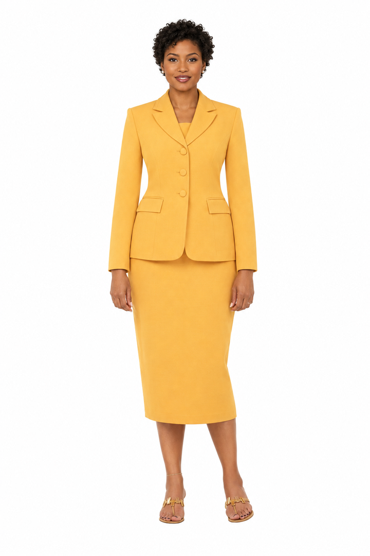 2pc Notch Layered Collar 3-Button Skt Suit