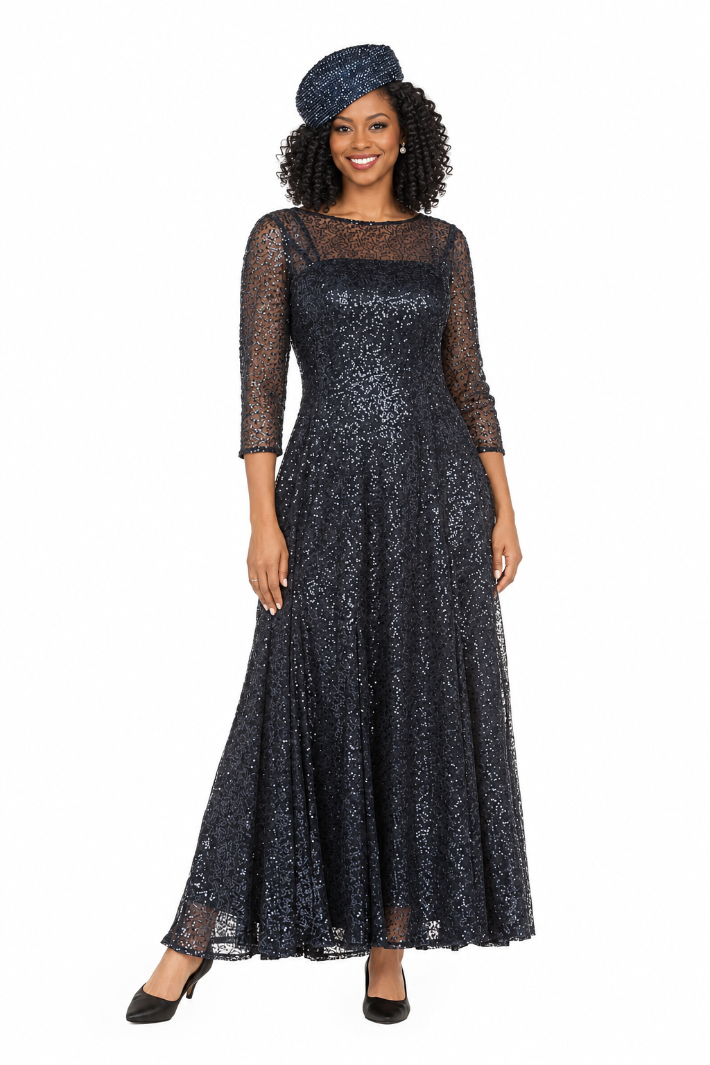 Evening Dress w/ See-thru Sleeves