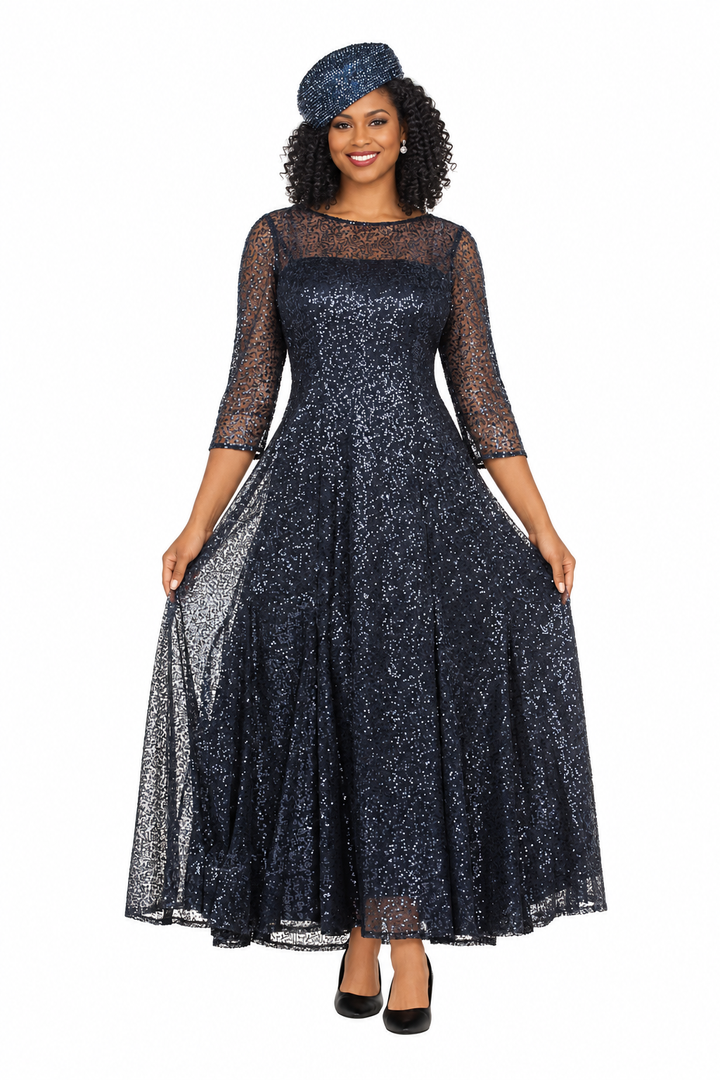 Evening Dress w/ See-thru Sleeves
