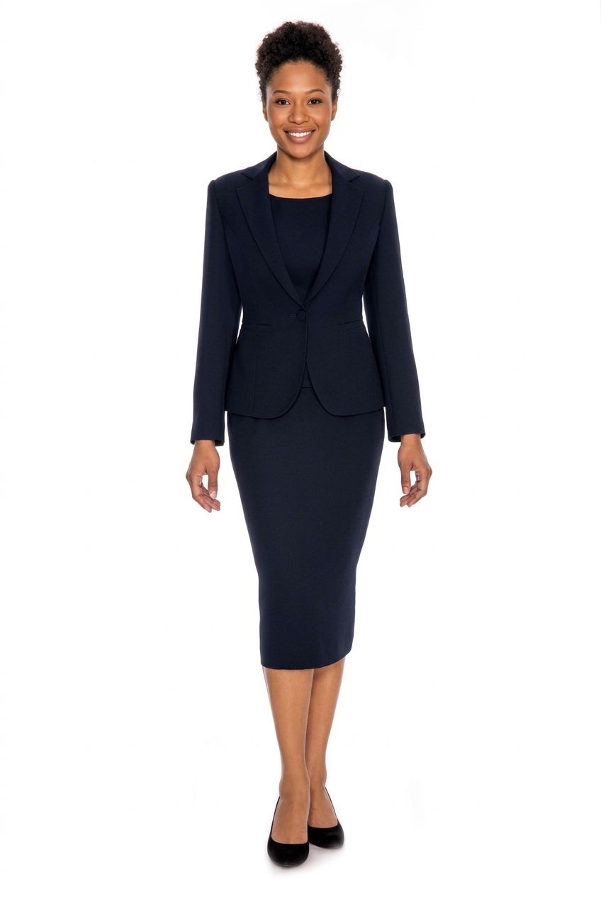 3pc Basic Notch Collar 1-button Skirt Suit-Plus