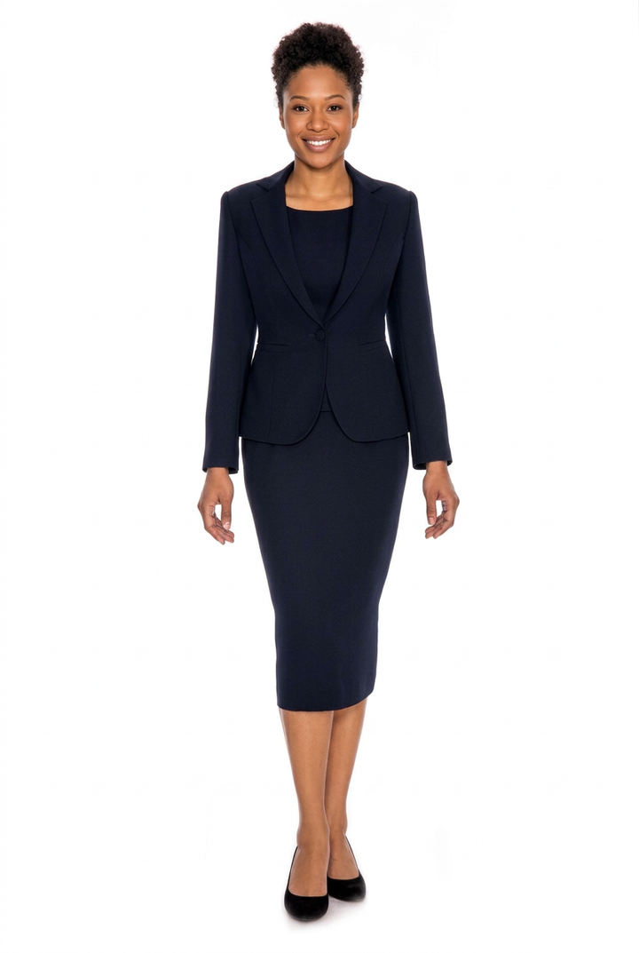 3pc Basic Notch Collar 1-button Skirt Suit-Plus