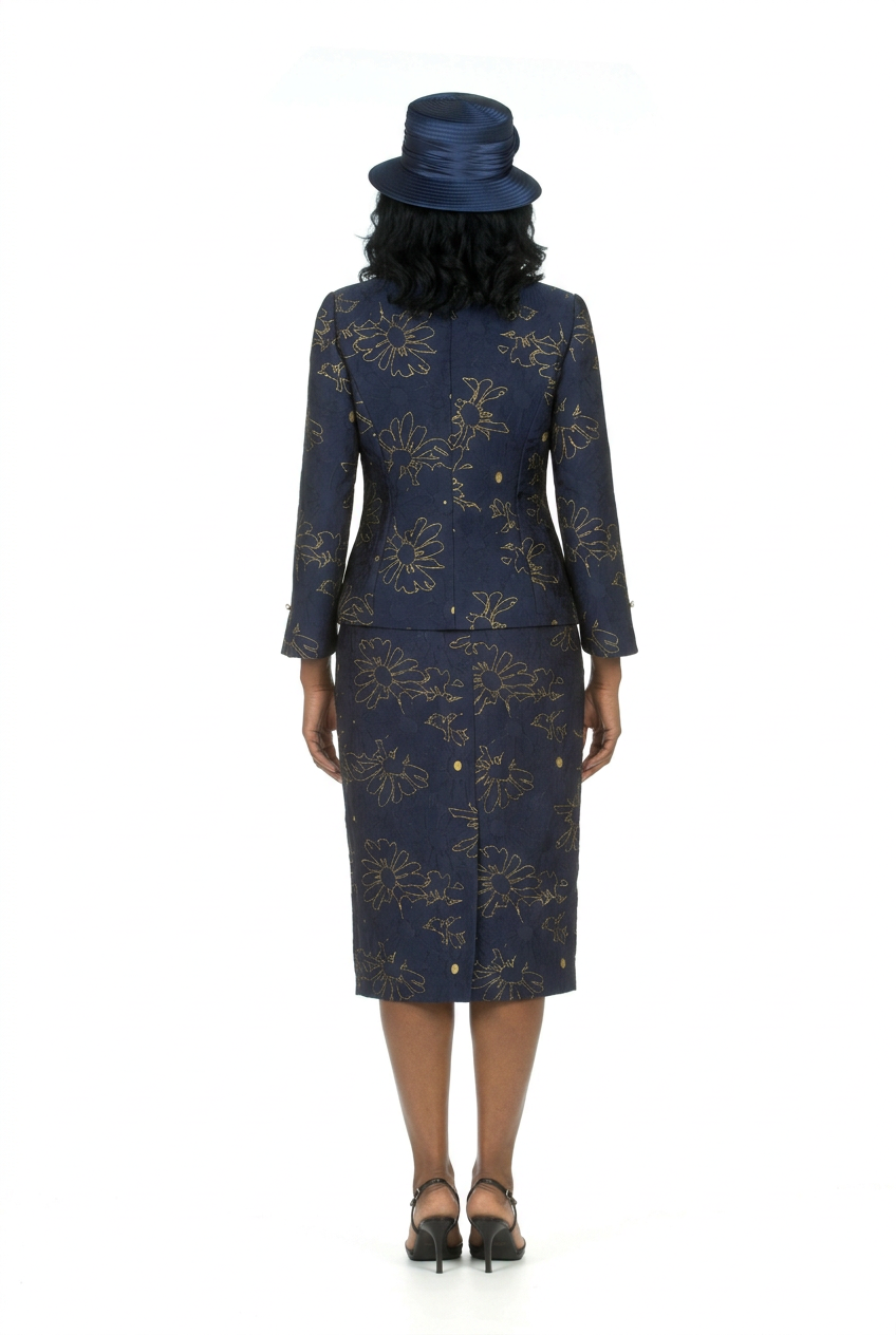 3pc Brocade Emb Skrt Suit w/ Decor Ribbons-Plus