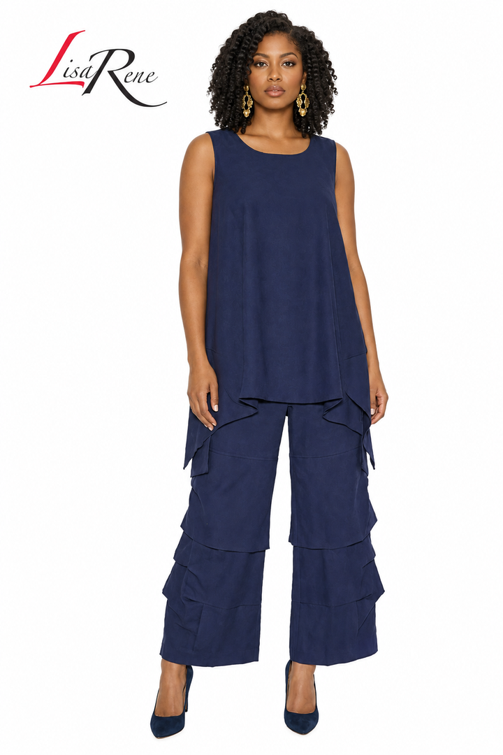 Lisa Rene' , 2Pc. Tunic & Pant Set, Linen/Viscose Fabric. Style 3390