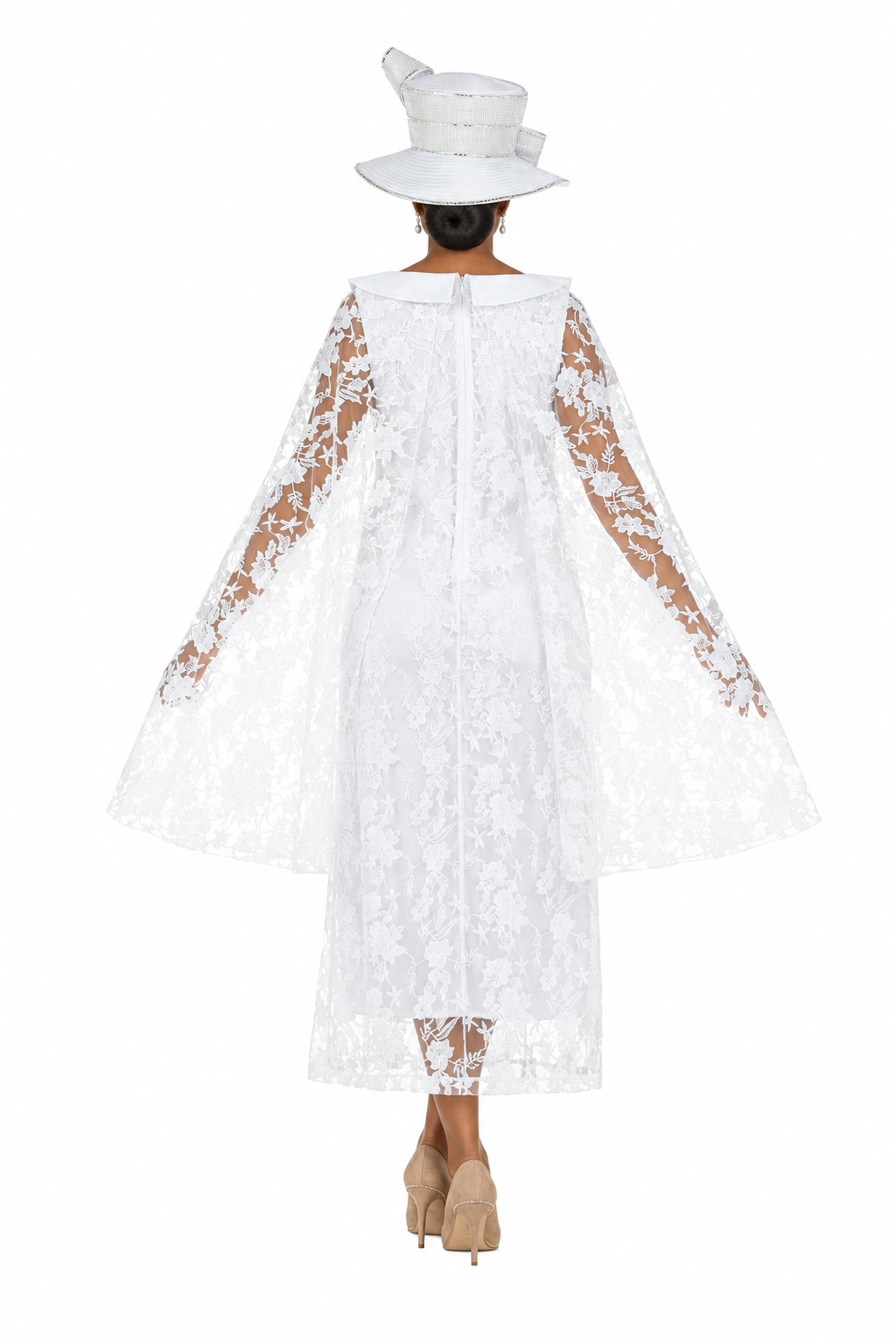 Faux 2pc Lace Overlay Drs w/ Cape