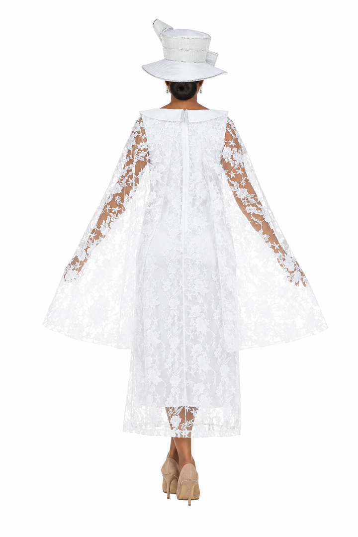 Faux 2pc Lace Overlay Drs w/ Cape