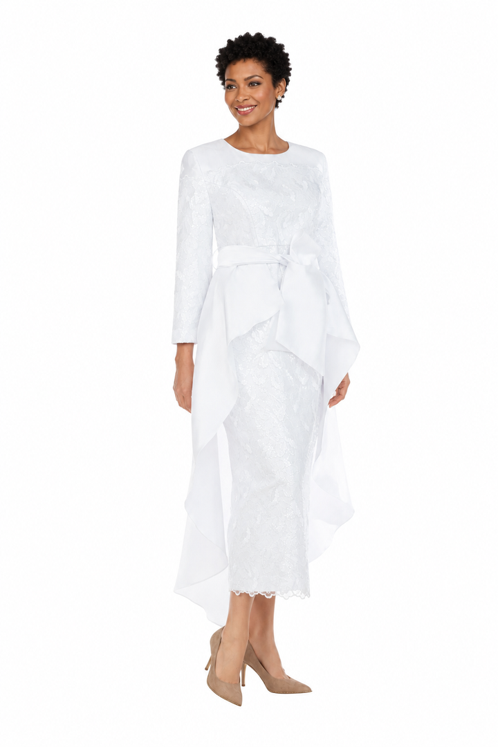 Graceful Radiance Sequined Lace Gown w/ Waist Cape