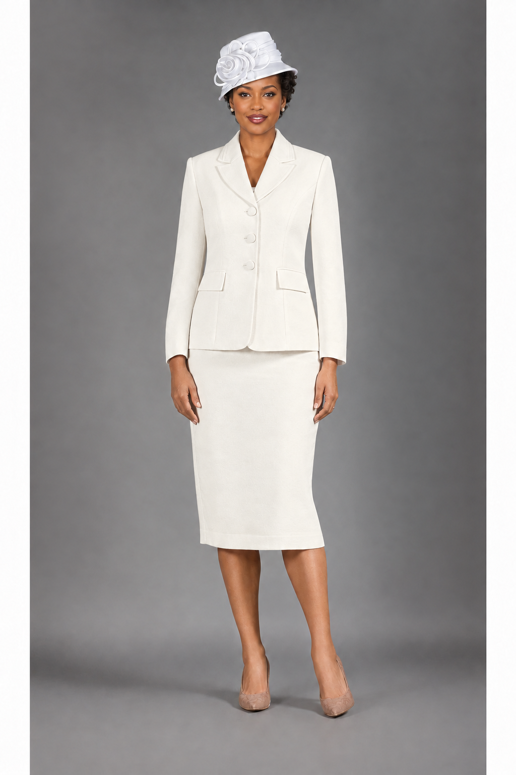 2pc Notch Layered Collar 3-Button Skt Suit