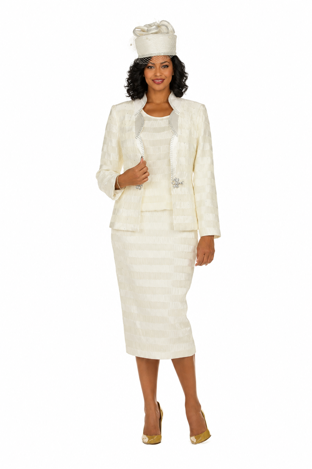 Classic Crinkle Satin 3pc Suit Ensemble