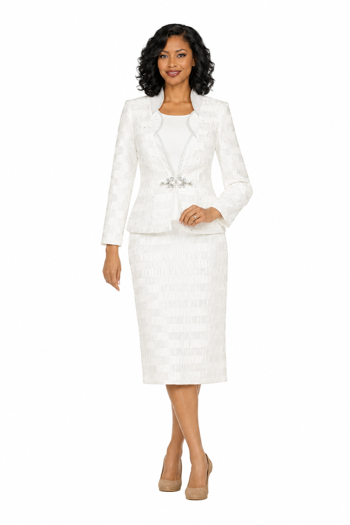 Classic Crinkle Satin 3pc Suit Ensemble-Plus